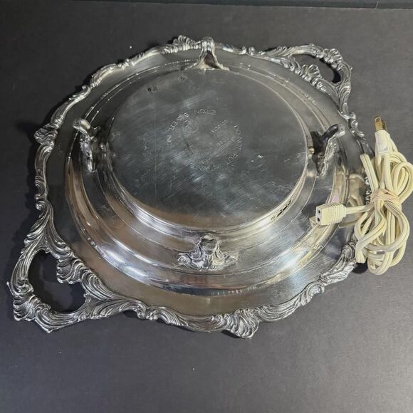 Eton Silver Inc. 709M Silverplate Footed Heated Warming Tray Platter 14" Works! - Picture 8 of 10